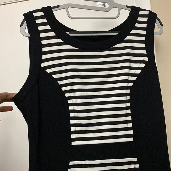 Cache Stretch Stripe Black White Sleeveless Dress Size 12 - Picture 5 of 5
